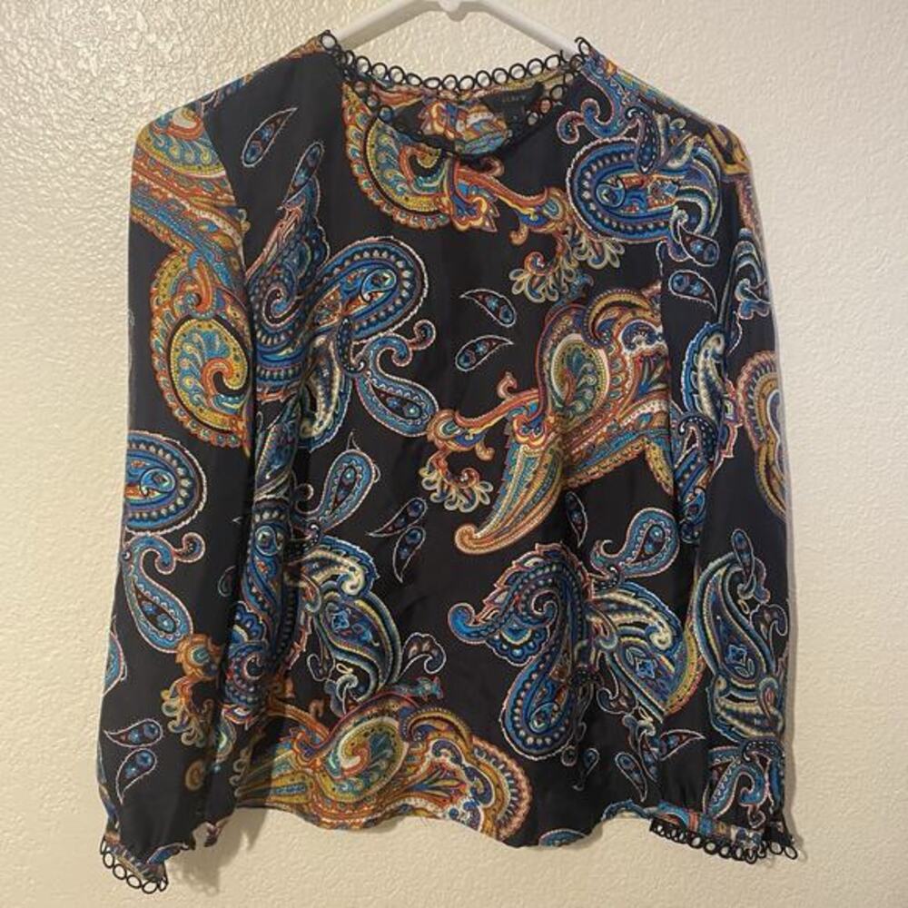 J Crew 100% Silk Twill Top Blouse in Bold Paisley Multi‎ Size 6